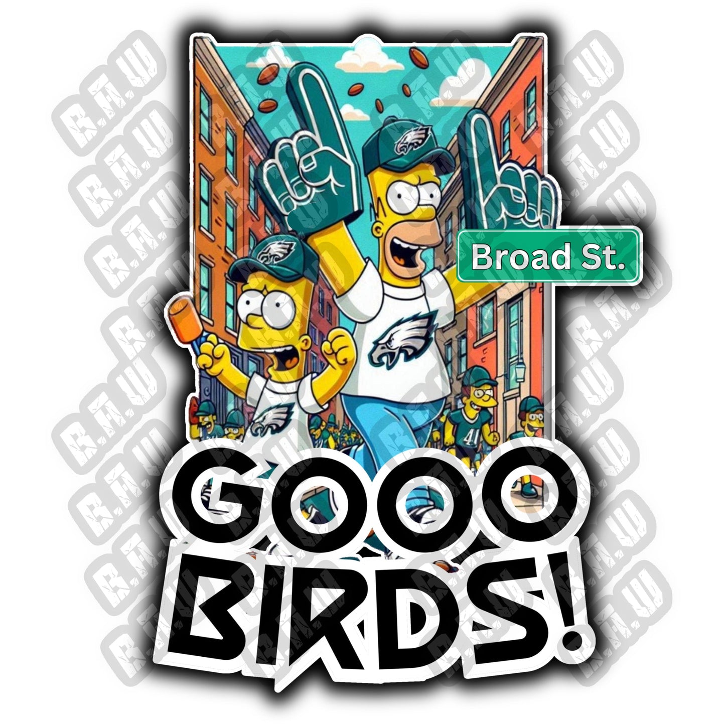 Simpsons Go Birds Eagles Football Sports Fan PNG 300/3200 DPI for Sublimation, DTF Dtg, uvdtf & more!