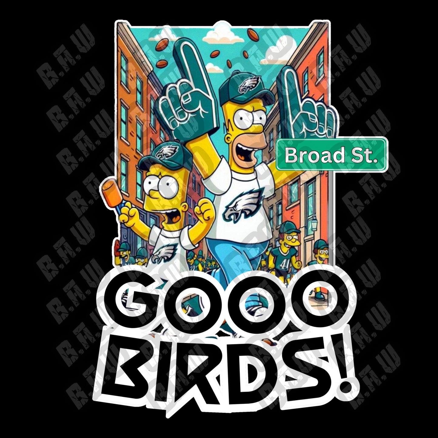 Simpsons Go Birds Eagles Football Sports Fan PNG 300/3200 DPI for Sublimation, DTF Dtg, uvdtf & more!