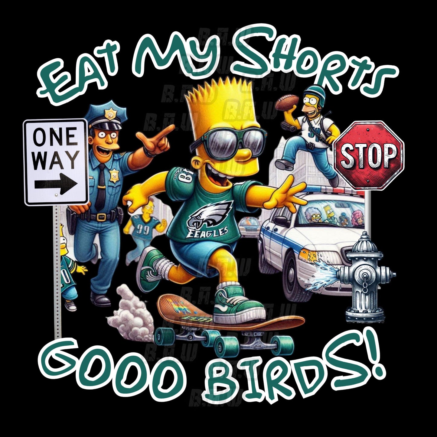 BART EAT MY SHORTS GOOO BIRDS - high quality 300dpi PNG. For Sublimation, DTF, Uvdtf, Dtg, Printing & More!