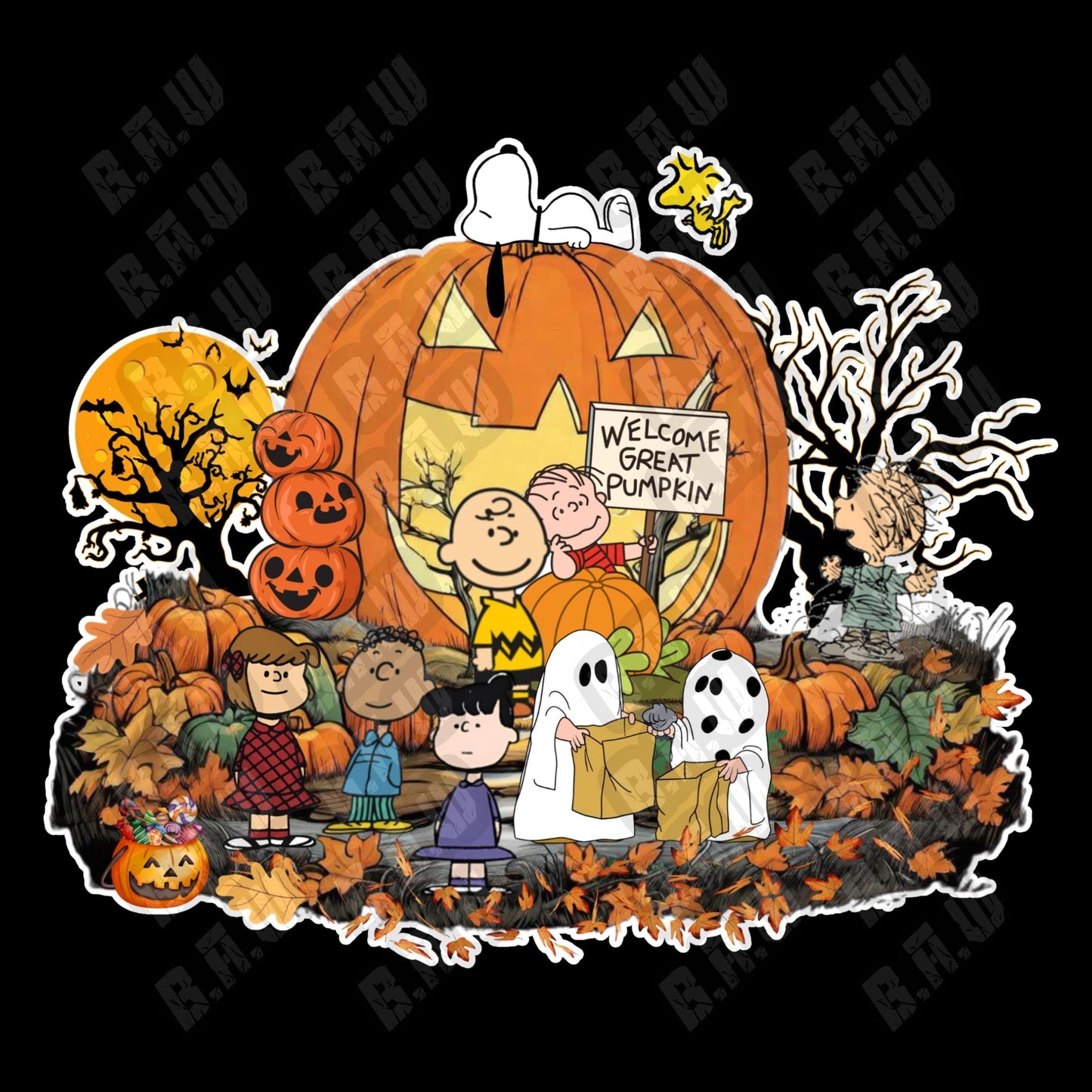 Welcome Great Pumpkin - 2 Images Included For 1 Price! Classic humorous Themed PNG For Sublimation, DTF, Dtg & Uvdtf Printing!