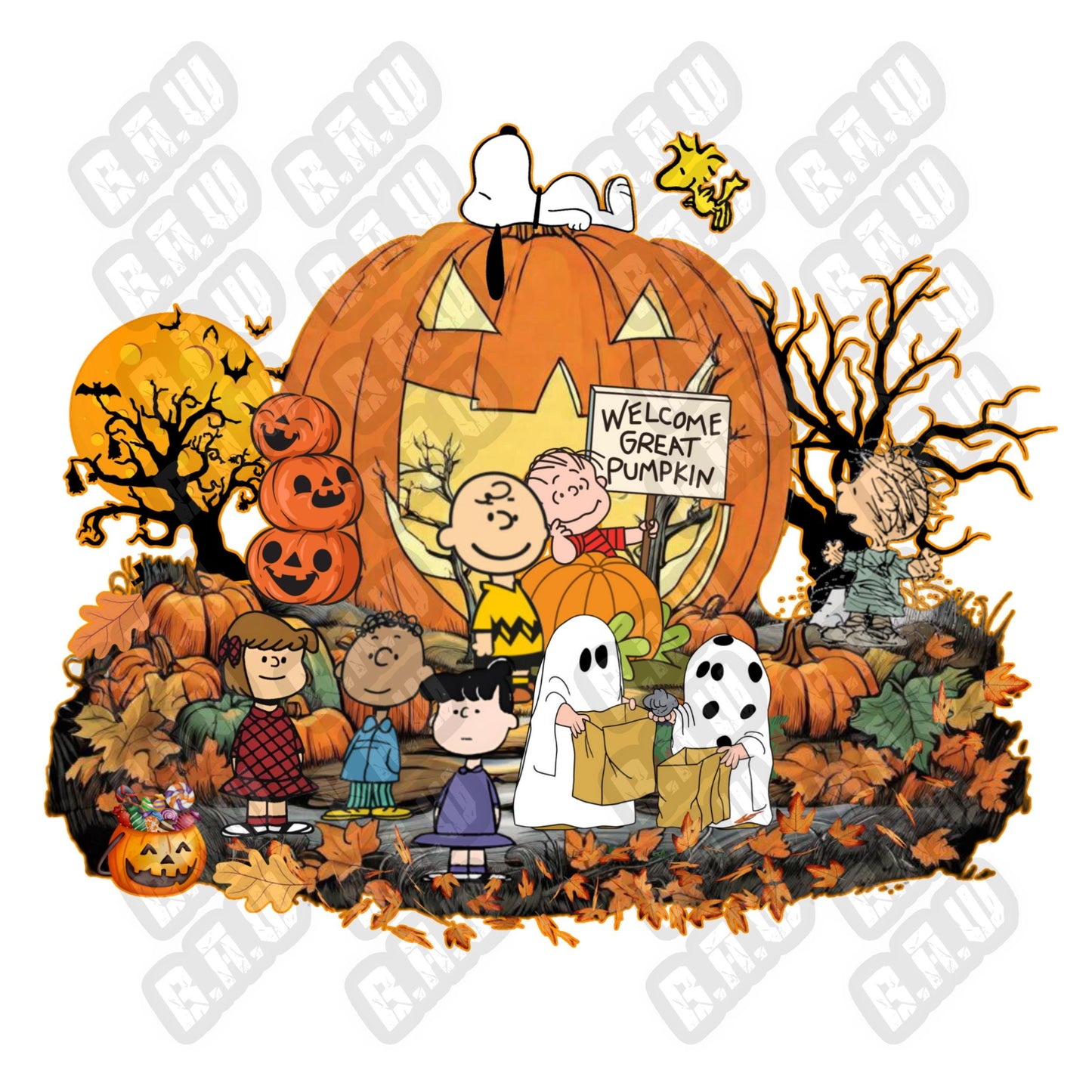 Welcome Great Pumpkin - 2 Images Included For 1 Price! Classic humorous Themed PNG For Sublimation, DTF, Dtg & Uvdtf Printing!