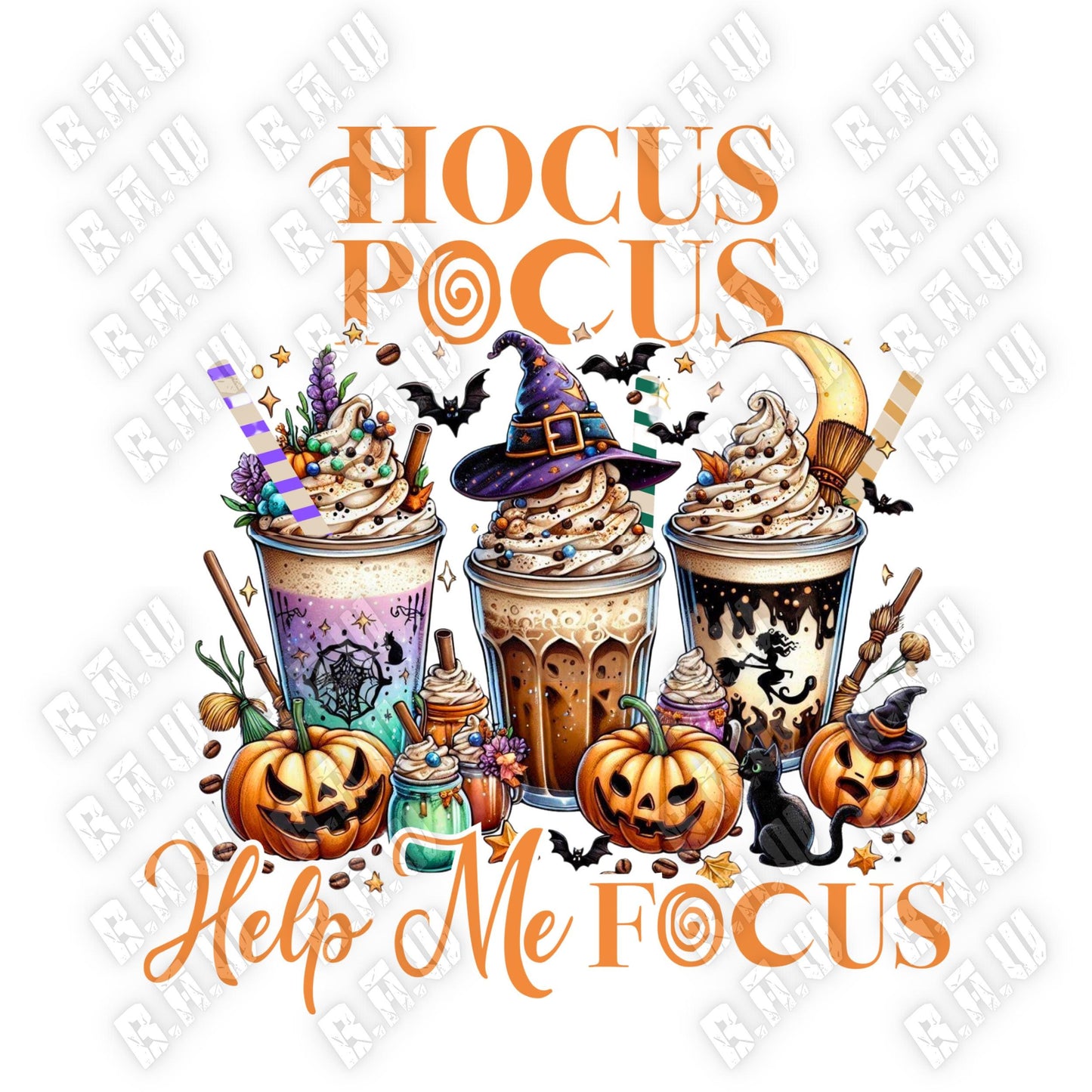 Hocus Pocus Coffee Help Me Focus - Funny Fall Themed PNG For Sublimation, DTF, Dtg & Uvdtf Printing!