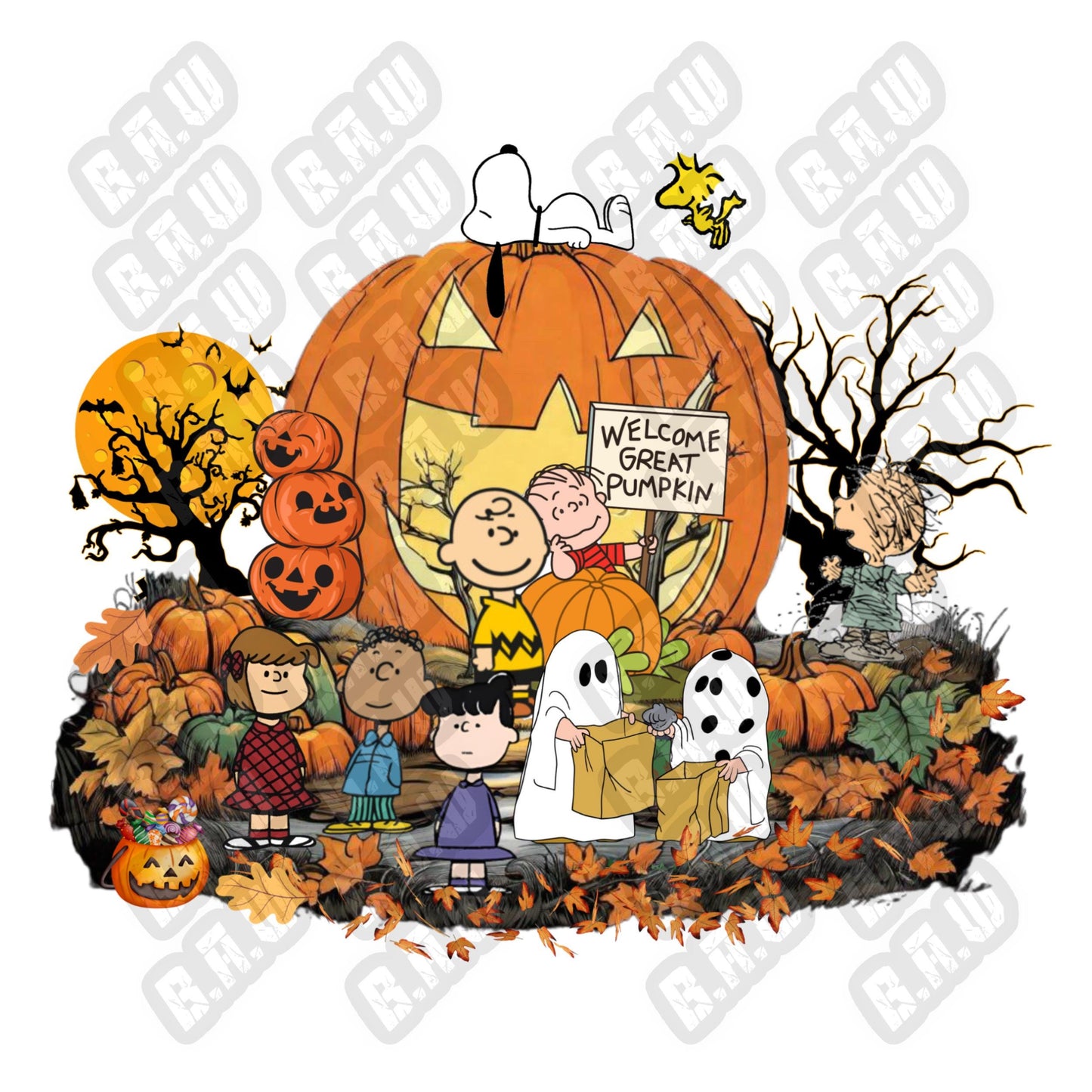 Welcome Great Pumpkin - 2 Images Included For 1 Price! Classic humorous Themed PNG For Sublimation, DTF, Dtg & Uvdtf Printing!