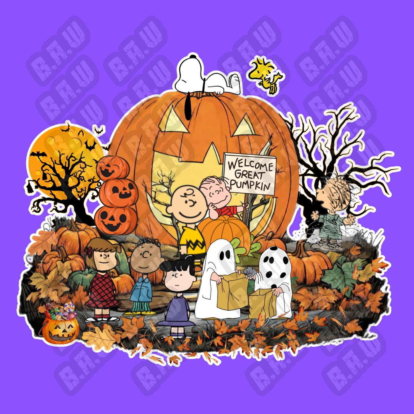 Welcome Great Pumpkin - 2 Images Included For 1 Price! Classic humorous Themed PNG For Sublimation, DTF, Dtg & Uvdtf Printing!