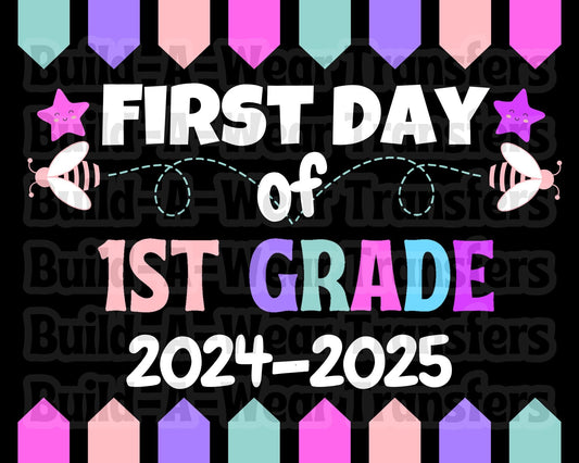 Kid Girls 1ST Grade First Day & Last Day Of School Signs (2 Images 4 Files) - High Quality PNG and SVG Files - Just Download and Print!