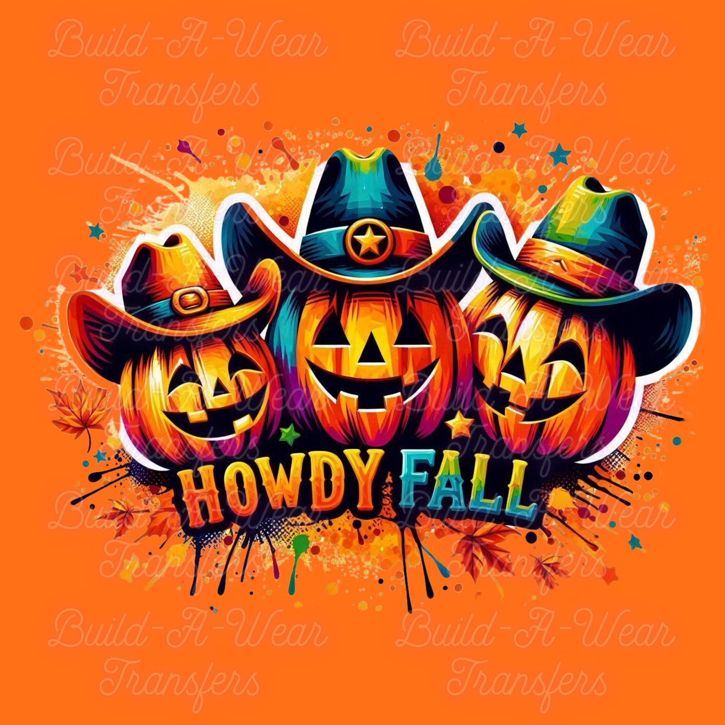 Howdy Fall Cowboy Pumpkins - 4 Unique Images for the price of 1 - All High Quality PNG Downloadable Files - Just Download and Print!