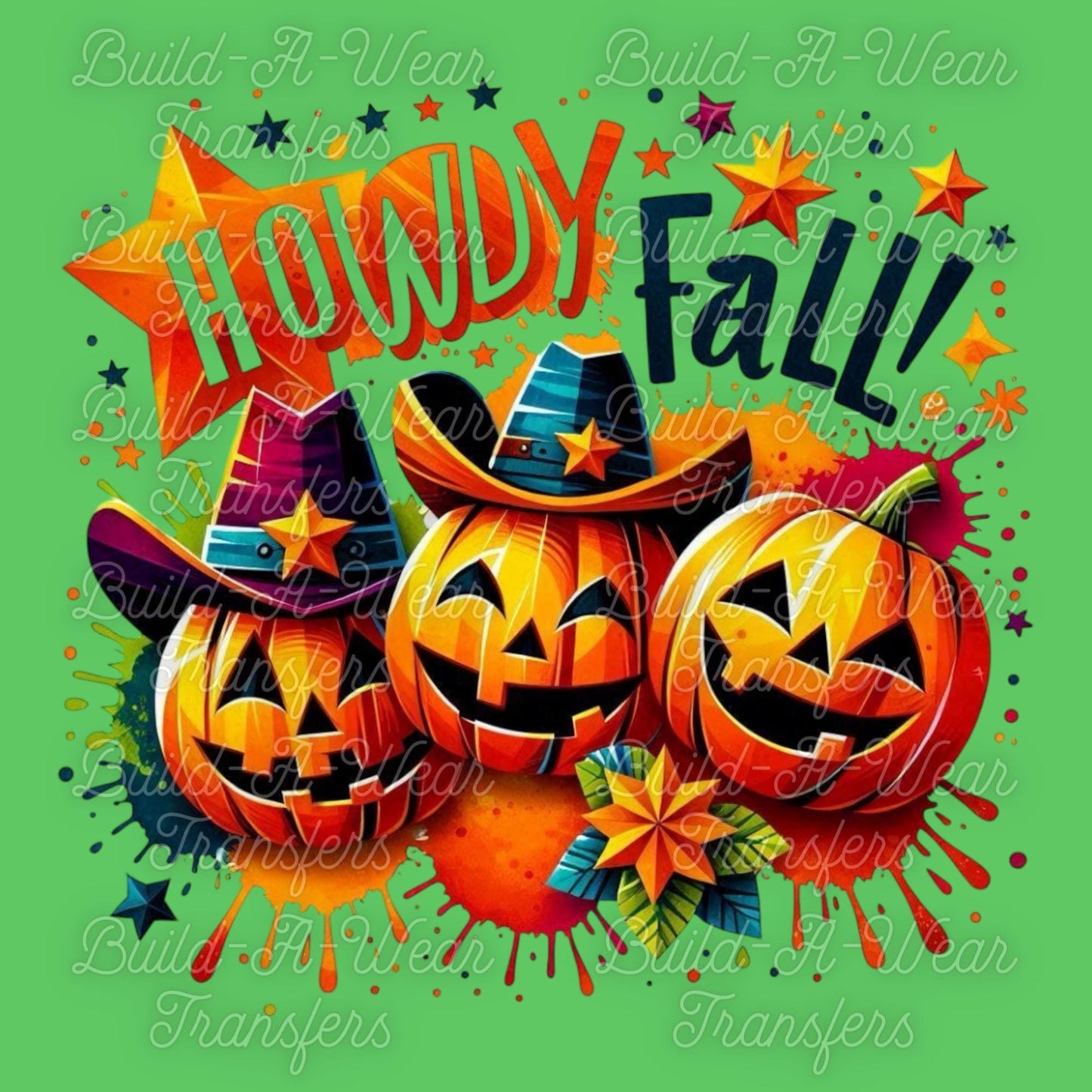 Howdy Fall Cowboy Pumpkins - 4 Unique Images for the price of 1 - All High Quality PNG Downloadable Files - Just Download and Print!