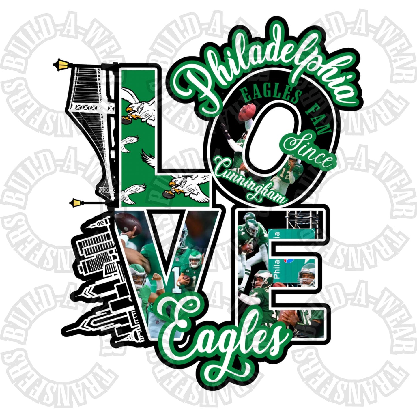 Custom Unique Love Philadelphia Eagles Inspired - Philly football fans high quality PNG for Sublimation, dtf, dtg, uvdtf printing!