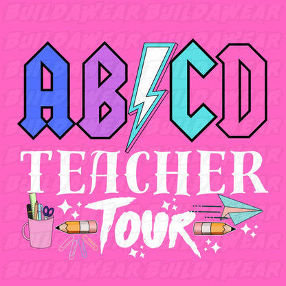 ABCD Teacher Tour (2 Images 2 PNG Files) For Sublimation, DTF, Dtg & Uvdtf prints and more. Best for t-shirt, sweatshirts, hoodies!