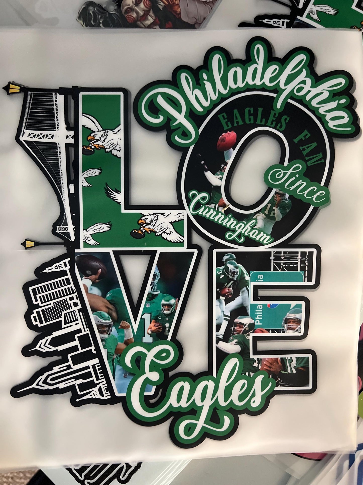 Custom Love Philadelphia Football Ready To Press - DTF TRANSFERS - Love Eagles Football Fans for T-shirts, Sweatshirts, Hoodies